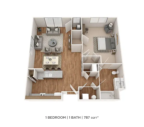 Floor plan One Bedroom- 787 sqft