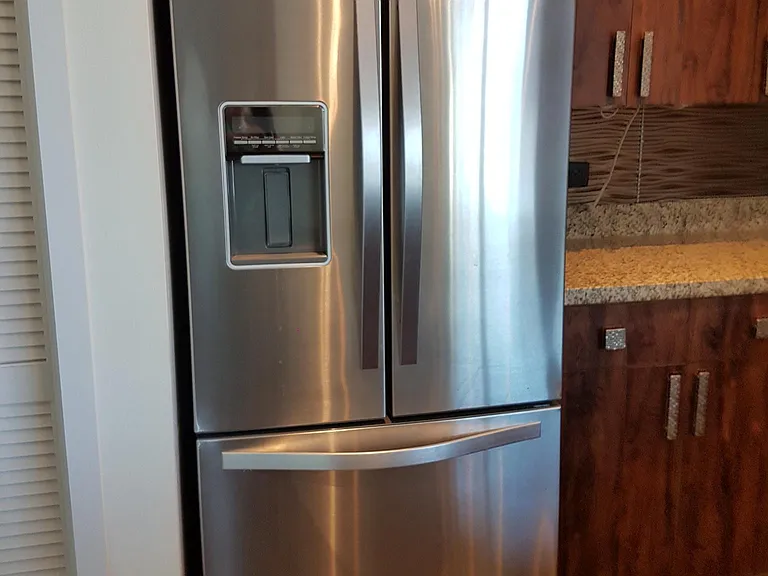 Stainless steel French door refrigerator