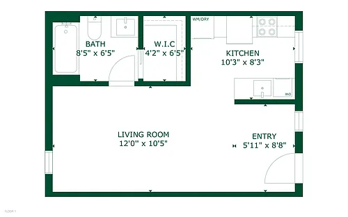 Floor plan 0 bedroom 1 bath