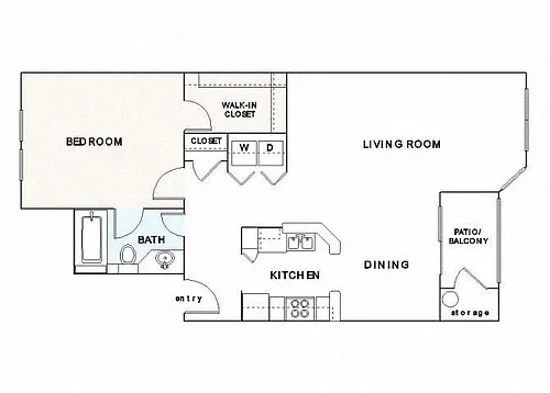 Floor plan A1 One Bedroom One Bath