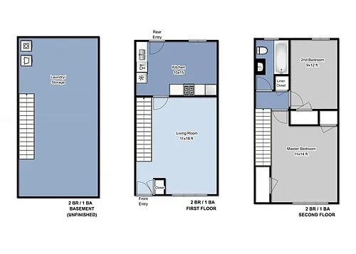 Floor plan 2 Bedroom, 1 Bath