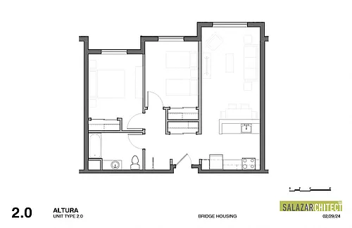 Floor plan 2 Bedroom 1 Bath Plan B
