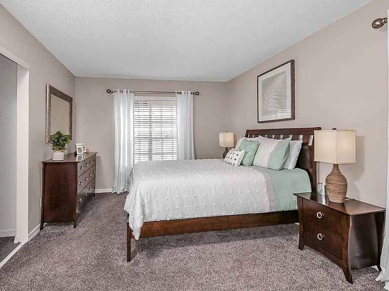 Large Primary Bedroom with Plush Carpet