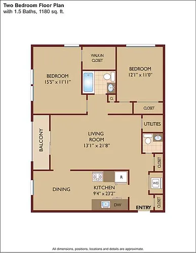 Floor plan $2.27/sq.ft. - Two Bedroom