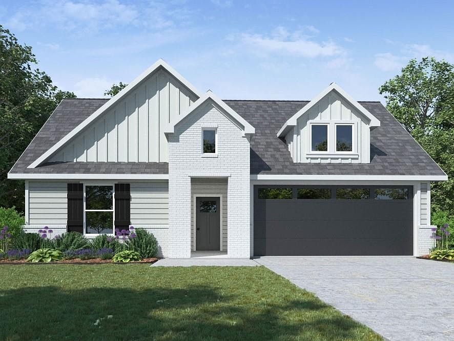 D.R. Horton's Express Homes Kingston Floorplan Elevation F. Photos shown here may not depict the specified home & features included are for illustration purposes only.