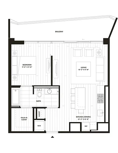 Floor plan 1 Bed/1 Bath-A4