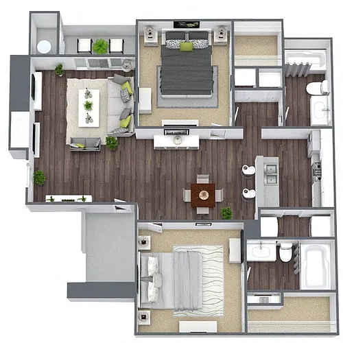 Floor plan B2: 2 Bed 2 Bath