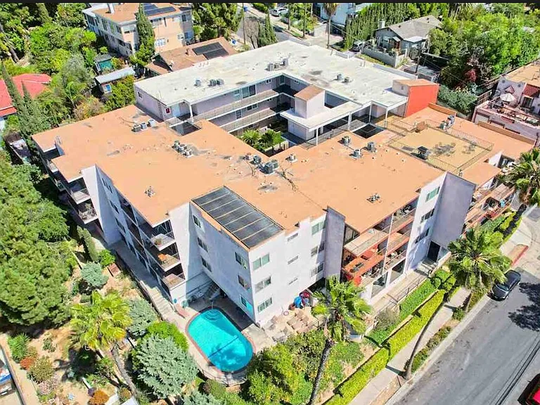 Drone view of building.