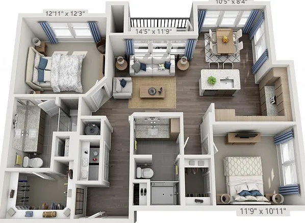 Floor plans are artist's rendering. All dimensions are approximate. Actual product and specifications may vary in dimension or detail. Not all features are available in every apartment. Prices and availability are subject to change. Floor plans are artist