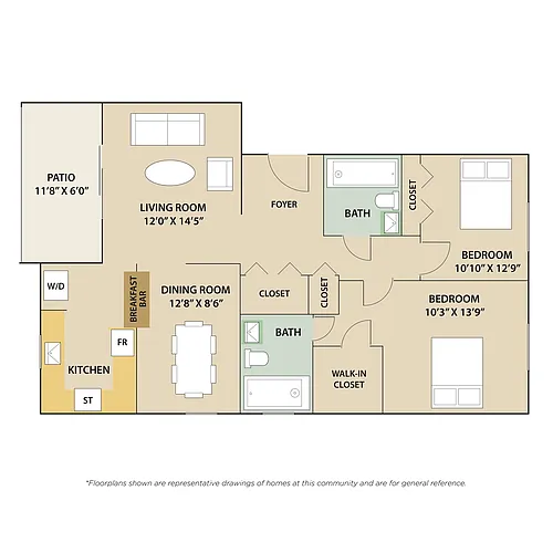 Floor plan 2 Bedroom / 2 Bath - R