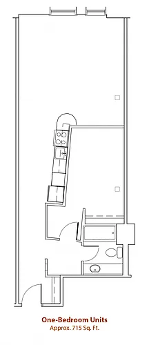 Floor plan One Bedroom - Market Rate