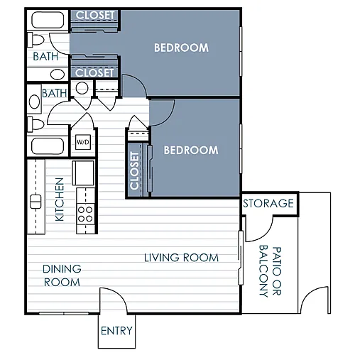 Floor plan 2 Bedroom 2 Bathroom A