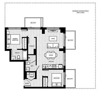 Floor plan Two Bedroom 2 Bed 2 Bath