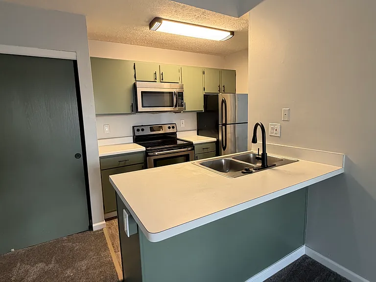 Close up view of kitchen.