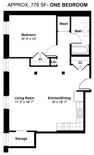 Floor plan One Bedroom - Call for Pricing and Availability
