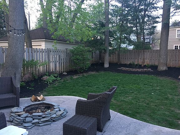 Fenced backyard, fire-pit