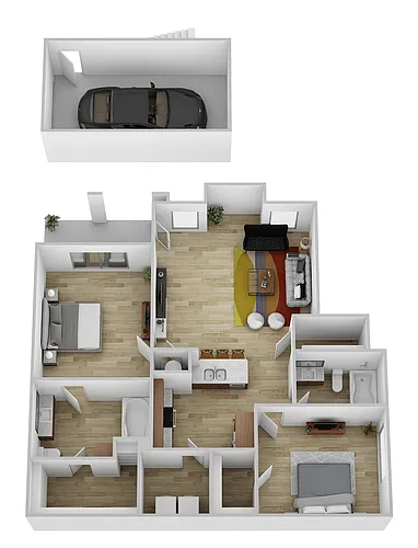 Floor plan 2 Bed, 2 Bath C with Garage
