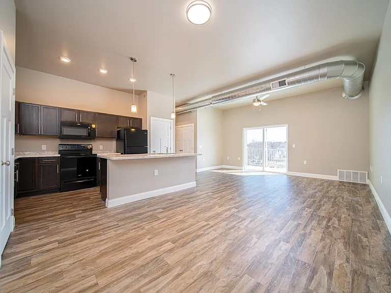 The Sterling: Kitchen and Living Room