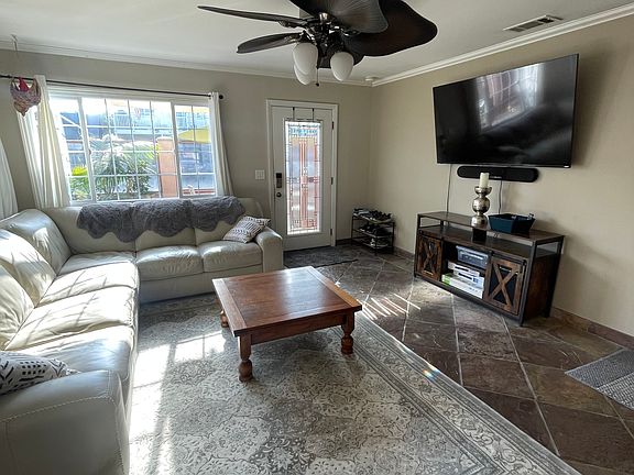 Living room with leather sectional