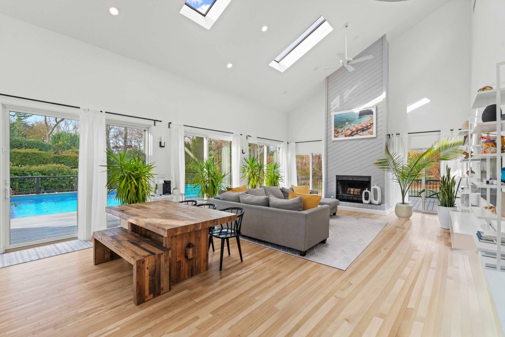 Great Room w soaring ceilings offering the best of Indoor Outdoor Living