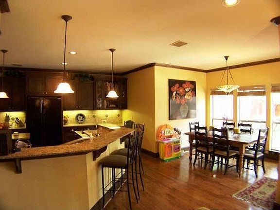 living opens to breakfast area