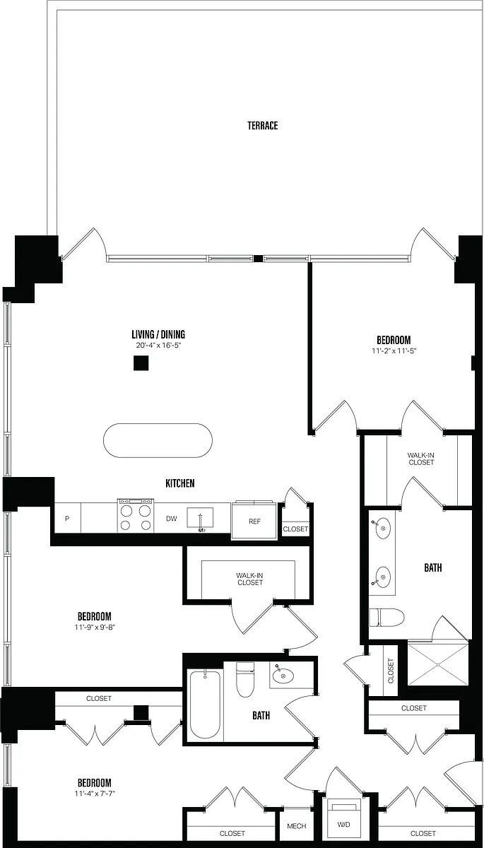 Floor plan 2 Bed/2 Bath Den-G1
