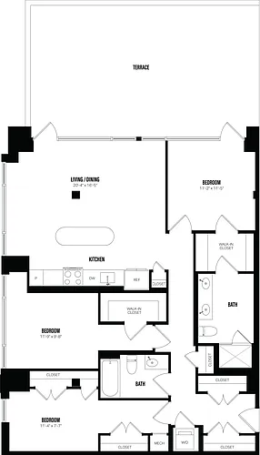Floor plan 2 Bed/2 Bath Den-G1
