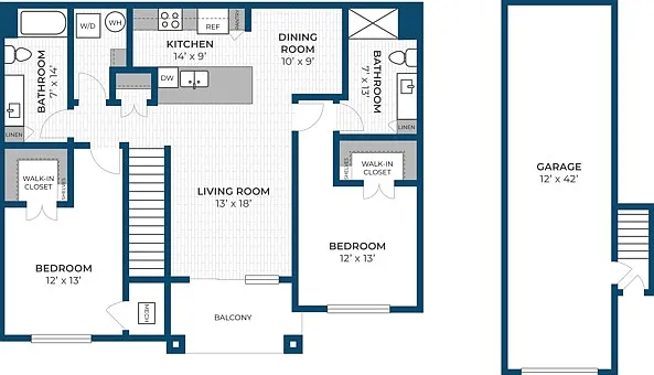 Floor Plan 2F | Seasons at Grafton | Apartments in Grafton, WI Floor Plan 2F | Seasons at Grafton | Apartments in Grafton, WI