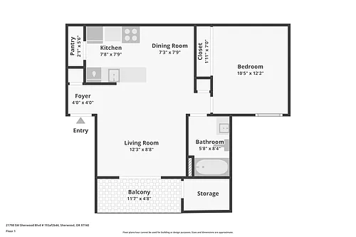 Floor plan 1 Bedroom 1 Bathroom