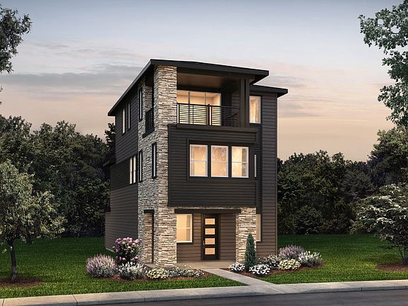Three-story Hartnett plan shown in Elevation B with a modern design.