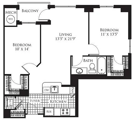 Floor plan 2 Bedroom- 938