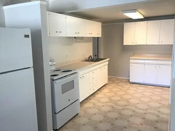 Large kitchen with eating space. Open to living room.