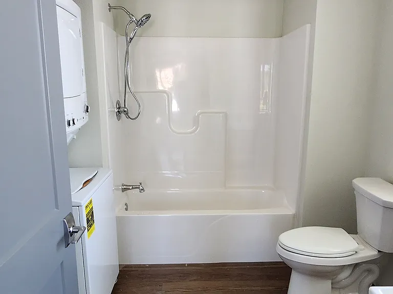 Bathroom with stackable washer and dryer