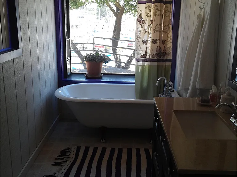 claw-foot tub in master bathroom