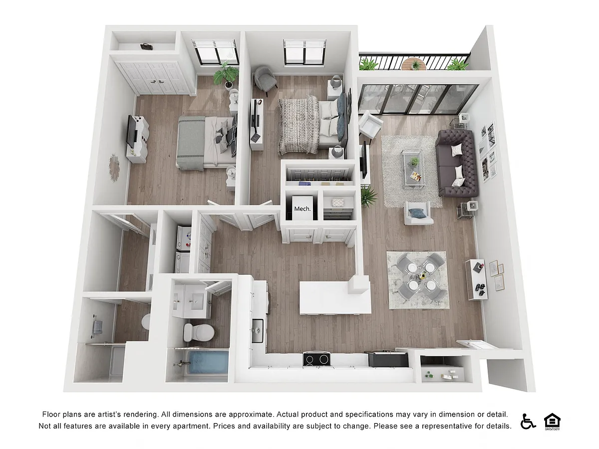 Floor plan 2 Bedroom 2 Bathroom A