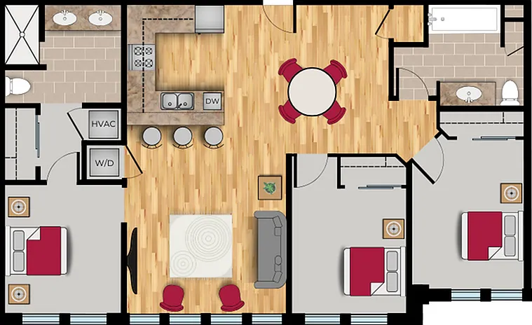 3 Bed, 2 Bath Floor Plan 3 Bed, 2 Bath Floor Plan