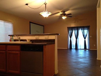 view into family room from kitchen