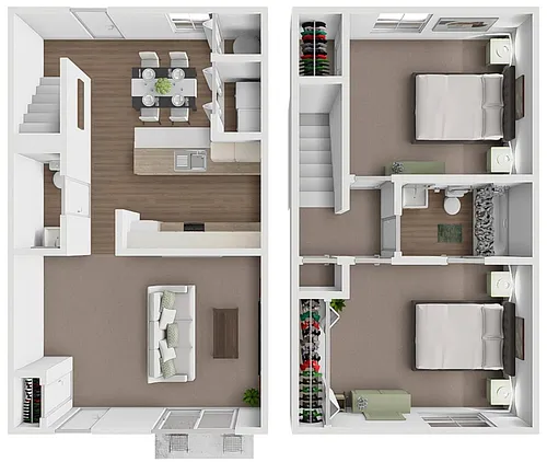 Floor plan Unit A 2 bedroom TH