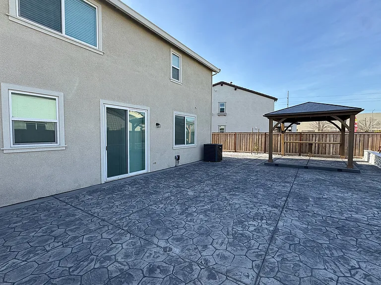 New Backyard with stamped concrete