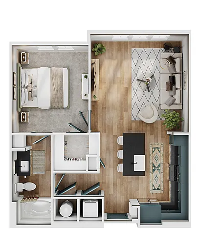 Floor plan A2 (1 Bedroom)