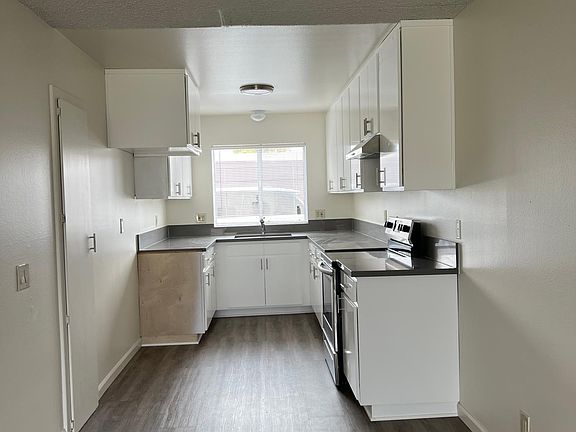 View of kitchen from seating area