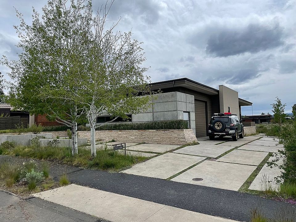 Street view toward garage
