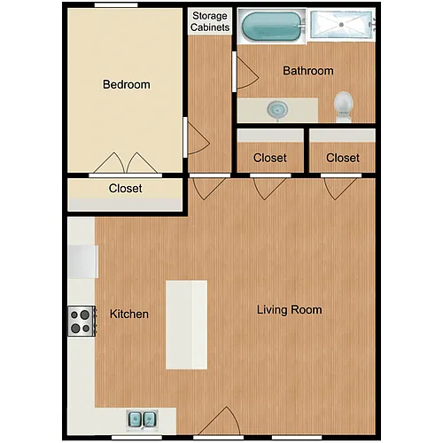 Floor plan 1 Bed 1 Bath
