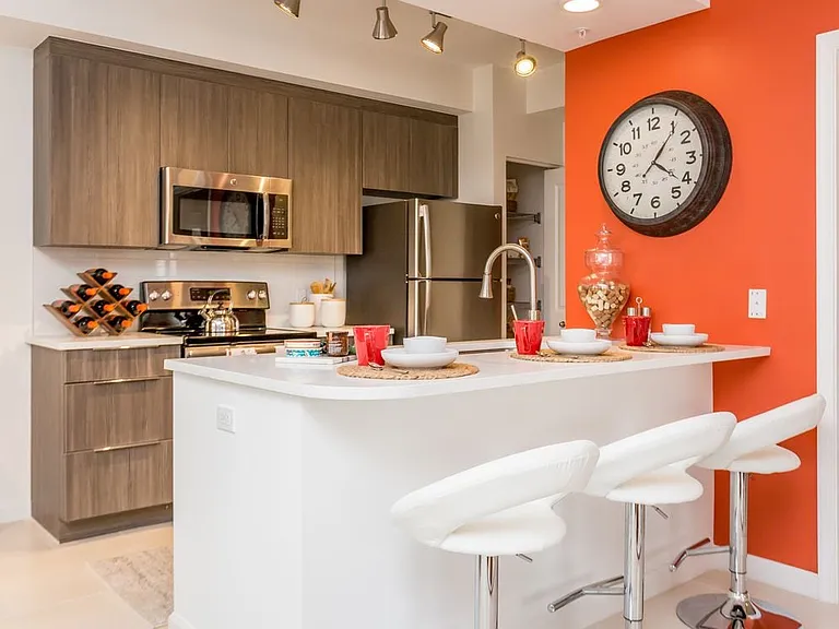 Kitchen with stainless steel appliances