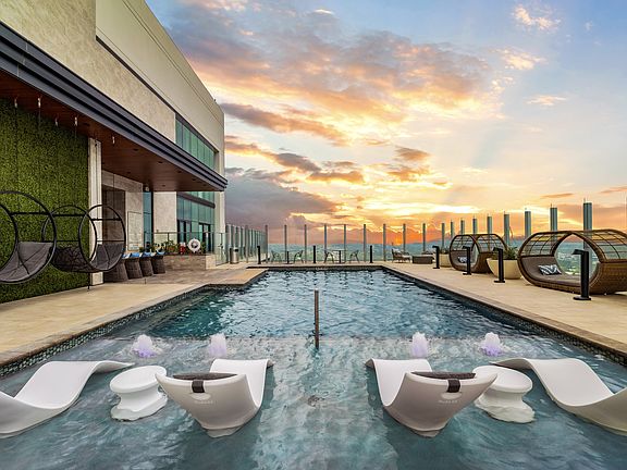 Resort-style rooftop pool offering unparalleled views of Austin