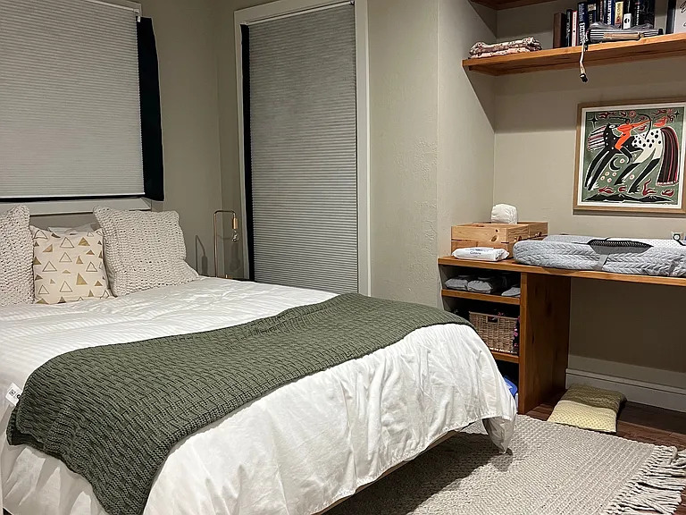 downstairs bedroom with built in desk