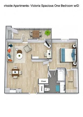 Floor plan One Bedroom, One & a Half Bath