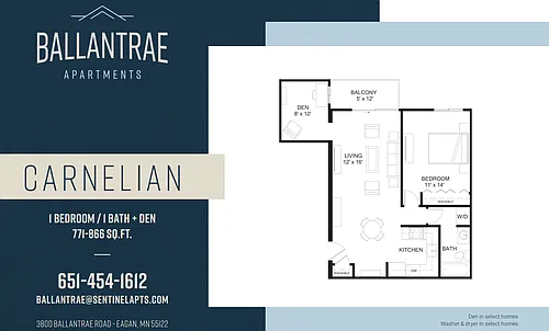 Floor plan Carnelian - 1 BR Remodeled