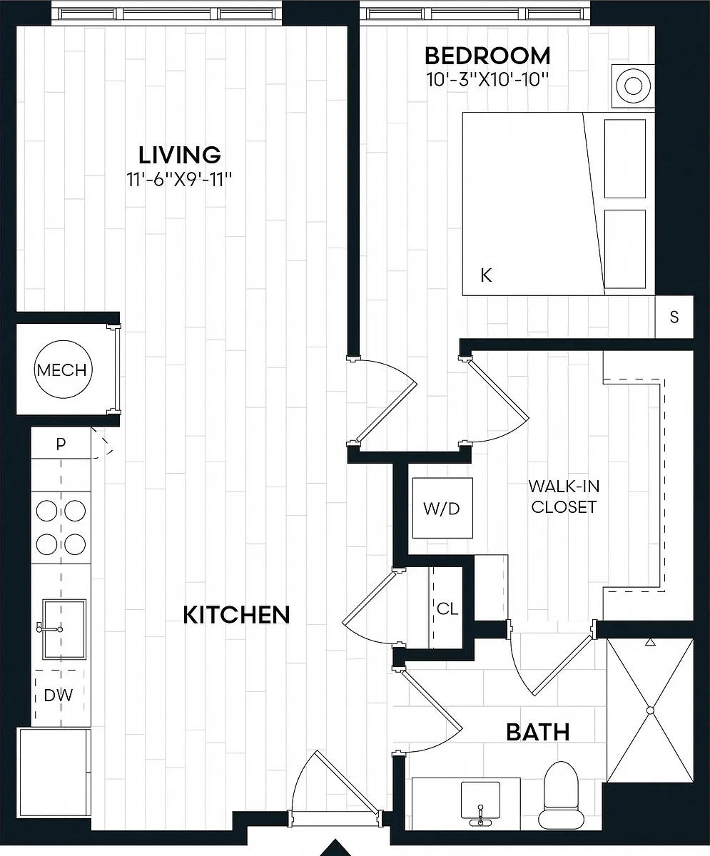 Floor plan 1 Bed/1 Bath-1A2