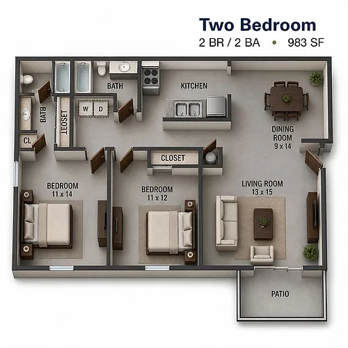 Floor plan Two Bedroom